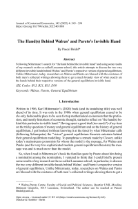 The Hand(s) Behind Walras’ and Pareto’s Invisible Hand