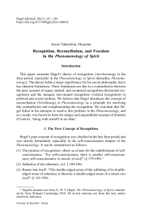Recognition, Reconciliation, and Freedom in the Phenomenology of Spirit