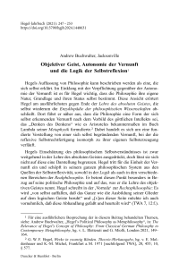 Objektiver Geist, Autonomie der Vernunft und die Logik der Selbstreflexion