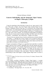 Concrete Individuality and the Integrated ‘Open’ Society in Hegel’s Philosophy of Right