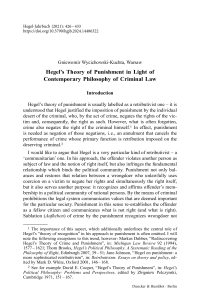 Hegel’s Theory of Punishment in Light of Contemporary Philosophy of Criminal Law
