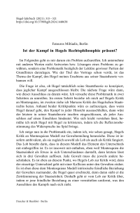 Ist der Kampf in Hegels Rechtsphilosophie präsent?