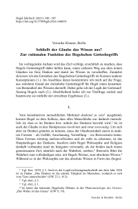 Schließt der Glaube das Wissen aus? Zur rationalen Funktion des Hegelschen Gottesbegriffs