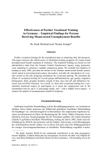 Effectiveness of Further Vocational Training in Germany – Empirical Findings for Persons Receiving Means-tested Unemployment Benefits