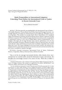 Multi-Temporalities in International Litigation: Coinciding Times Before the International Court of Justice in Recent Genocide Cases