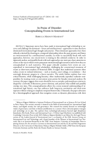 In Praise of Disorder: Conceptualising Events in International Law