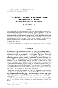 The Changing Geopolitics in the South Caucasus During the War in Ukraine: Chances and Risks for the Region