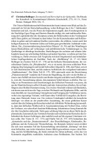 Christian Rollinger: Zeremoniell und Herrschaft in der Spätantike. Die Rituale des Kaiserhofs in Konstantinopel (Historia Einzelschrift, 275).