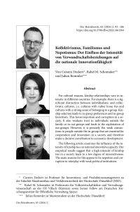 Kollektivismus, Familismus und Nepotismus: Der Einfluss der Intensität von Verwandtschaftsbeziehungen auf die nationale Innovationfähigkeit