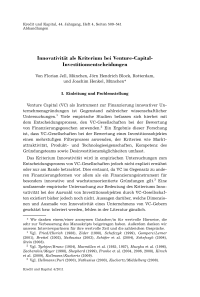Innovativität als Kriterium bei Venture-Capital-Investitionsentscheidungen