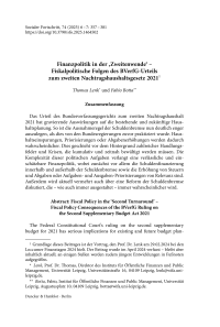 Finanzpolitik in der ‚Zweitenwende‘ – Fiskalpolitische Folgen des BVerfG-Urteils zum zweiten Nachtragshaushaltsgesetz 2021
