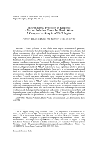 Environmental Protection in Response to Marine Pollution Caused by Plastic Waste: A Comparative Study in ASEAN Region