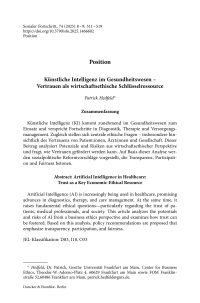 Künstliche Intelligenz im Gesundheitswesen – Vertrauen als wirtschaftsethische Schlüsselressource