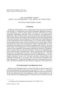 Das allgemeine Gesetz „Recht als Wissenschaft“ und „Recht als Institution“