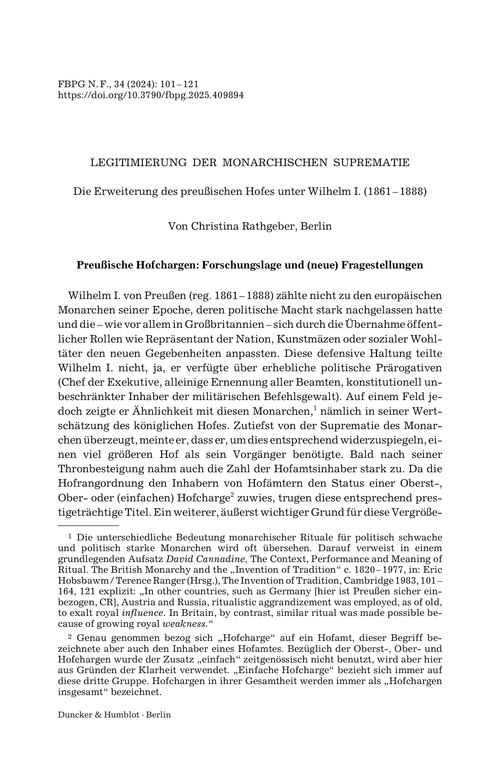 Legitimierung der monarchischen Suprematie