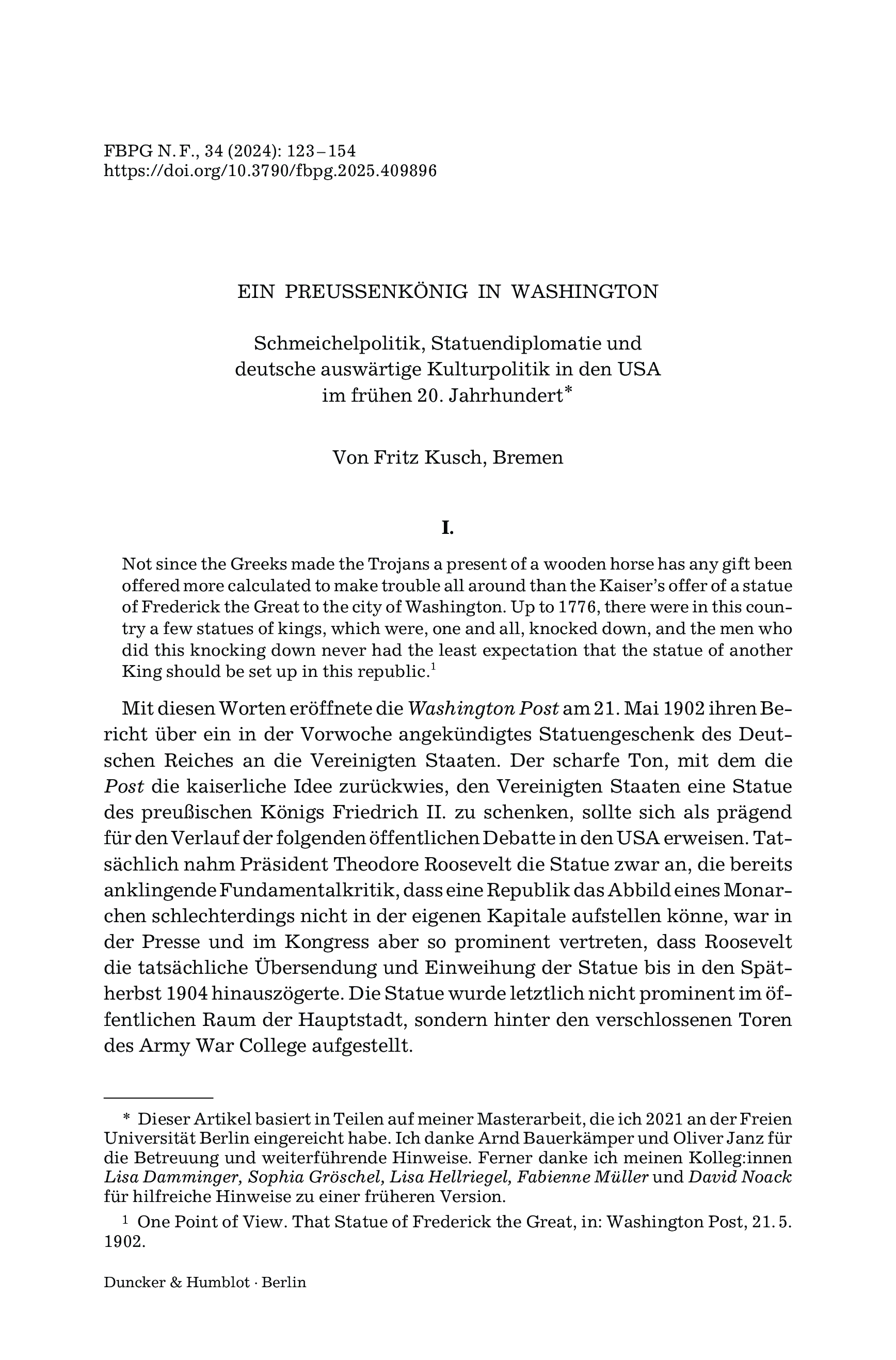 Ein Preußenkönig in Washington