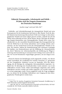Editorial: Demographie, Arbeitsmarkt und Politik – 30 Jahre nach der Enquete-Kommission des Deutschen Bundestags