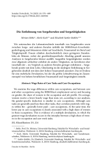 Die Entlohnung von Sorgeberufen und Sorgetätigkeiten