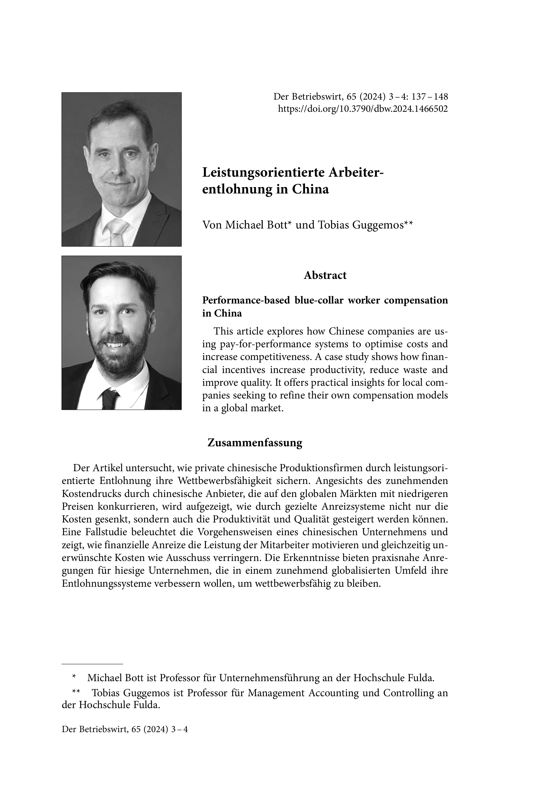 Leistungsorientierte Arbeiterentlohnung in China