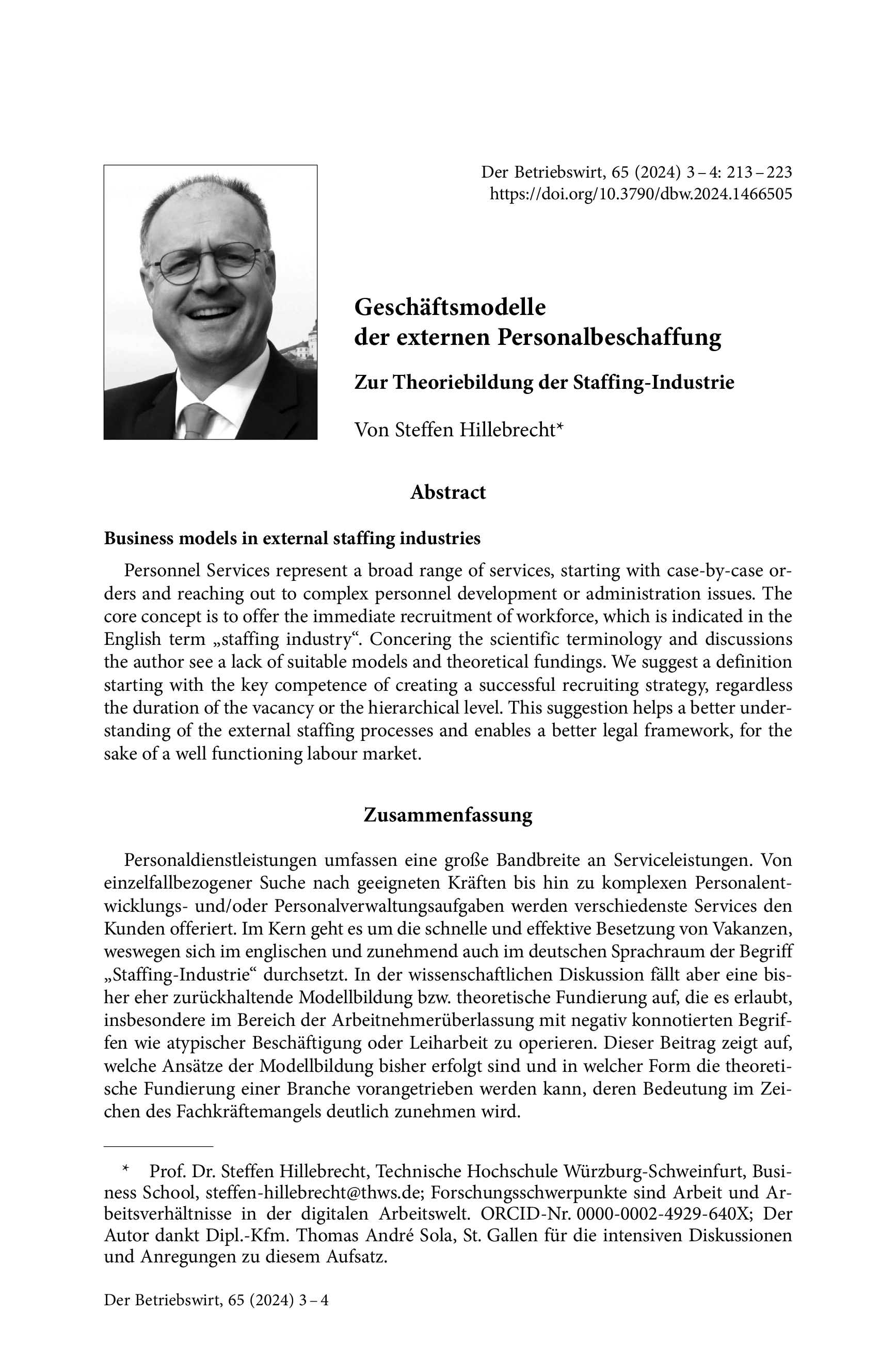 Geschäftsmodelle der externen Personalbeschaffung