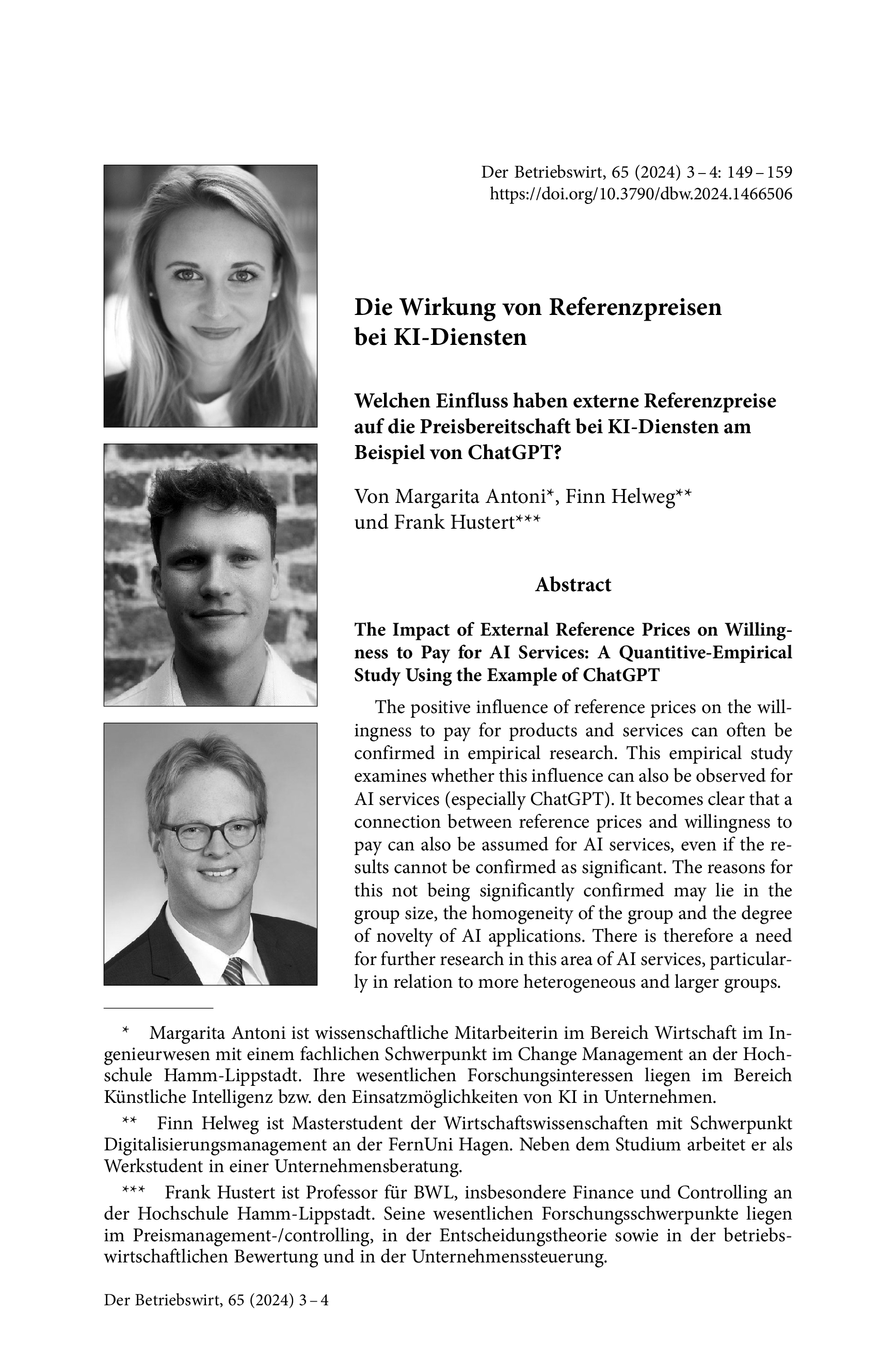 Die Wirkung von Referenzpreisen bei KI-Diensten