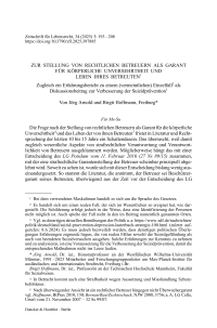 Zur Stellung von rechtlichen Betreuern als Garant für körperliche Unversehrtheit und Leben ihres Betreuten