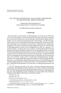 Die Neutralitätspflicht staatlicher Amtsträger im öffentlichen Meinungskampf. Dogmatische Systembildung auf verfassungsrechtlich zweifelhafter Grundlage