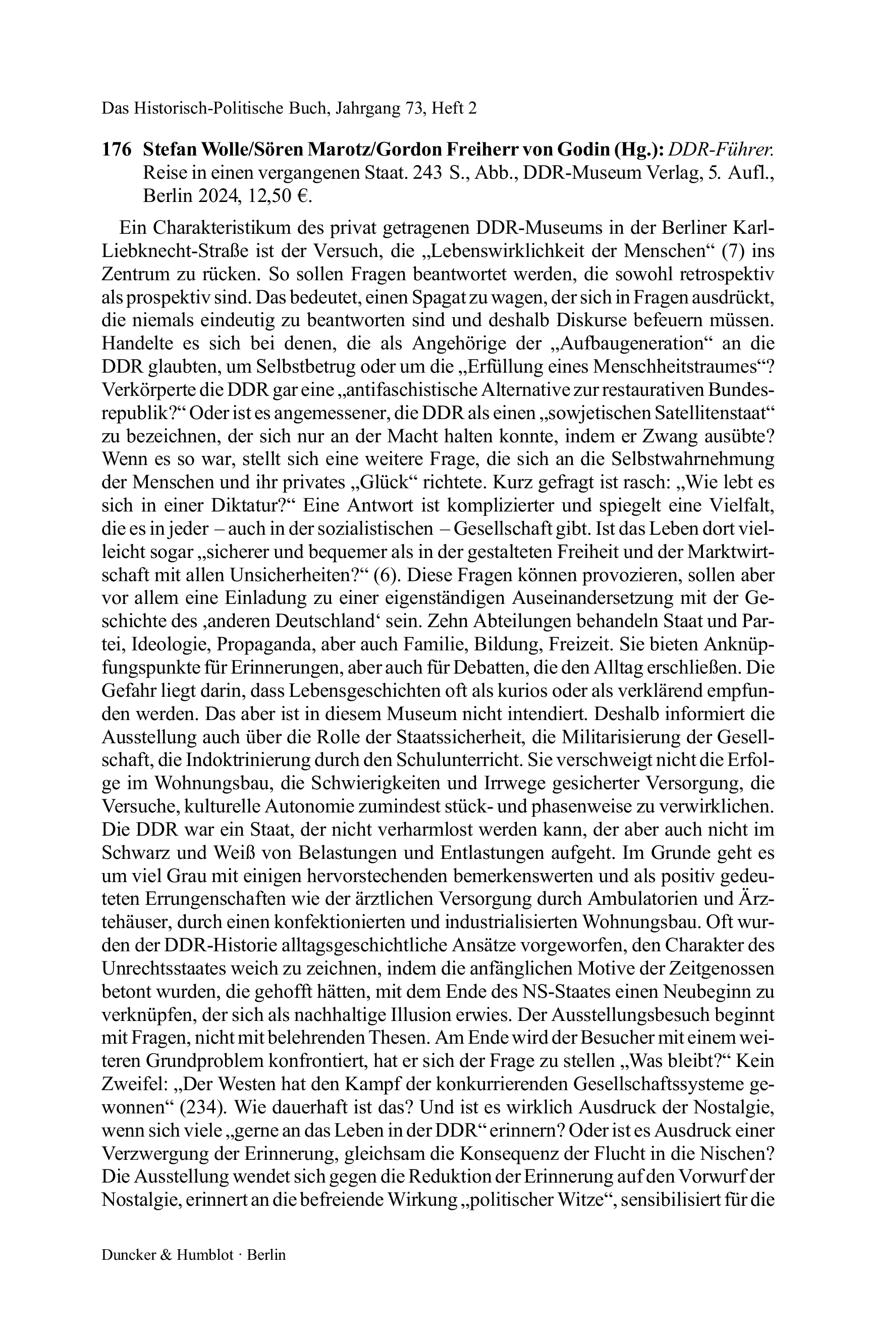 Stefan Wolle/Sören Marotz/Gordon Freiherr von Godin (Hg.): DDR-Führer. Reise in einen vergangenen Staat.