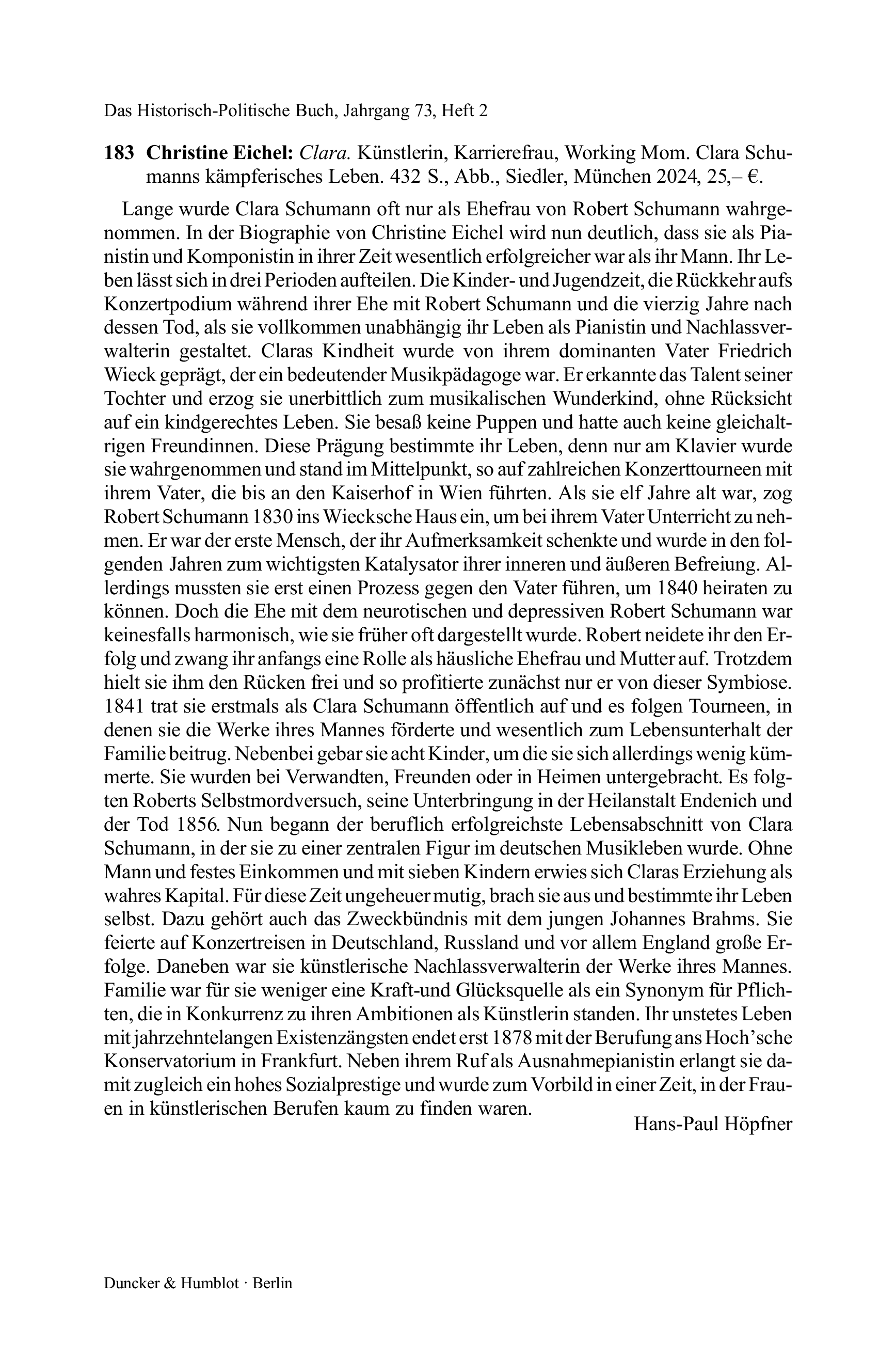 Christine Eichel: Clara. Künstlerin, Karrierefrau, Working Mom. Clara Schumanns kämpferisches Leben.
