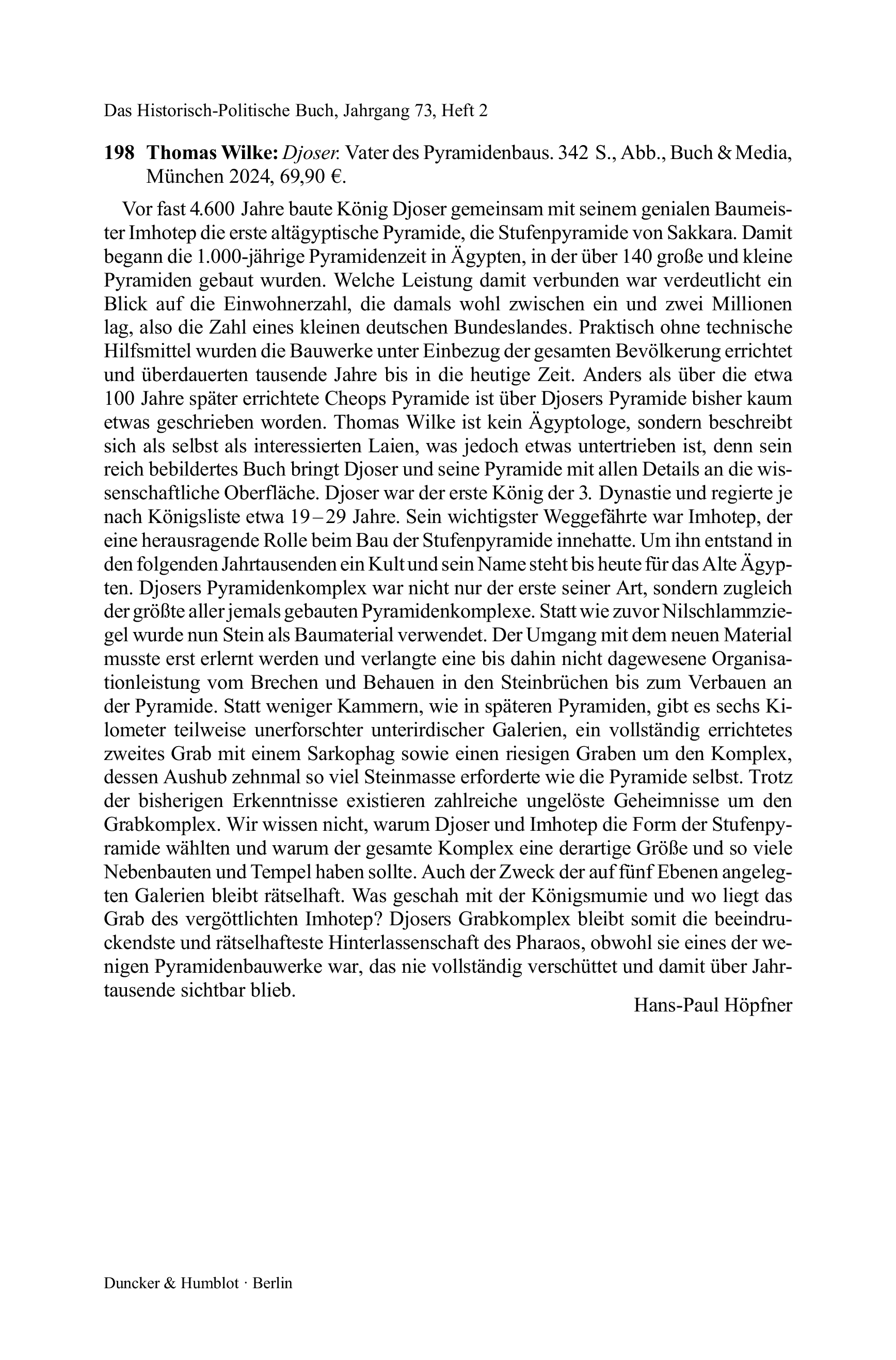 Thomas Wilke: Djoser. Vater des Pyramidenbaus.