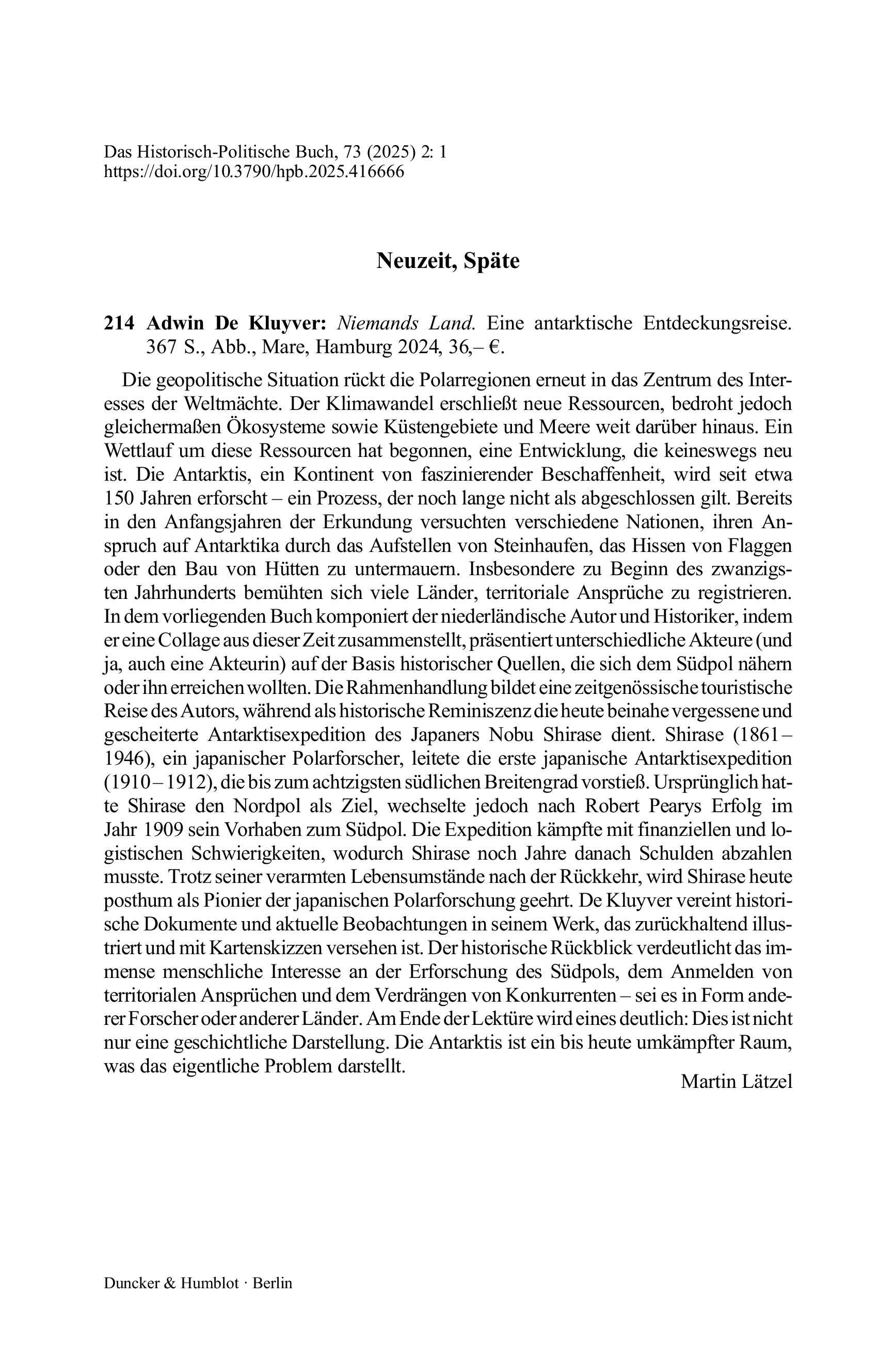 Adwin De Kluyver: Niemands Land. Eine antarktische Entdeckungsreise.