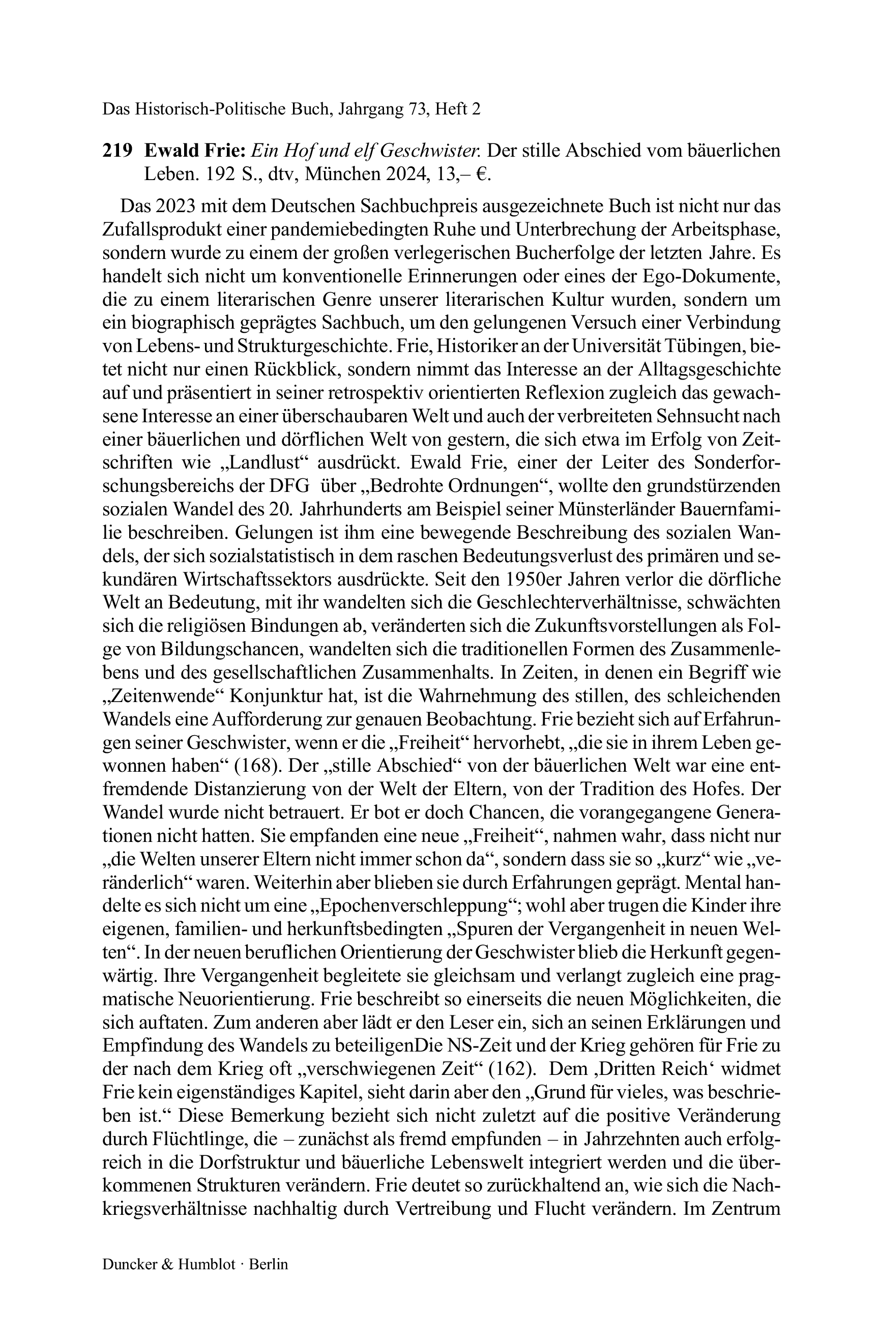 Ewald Frie: Ein Hof und elf Geschwister. Der stille Abschied vom bäuerlichen Leben.