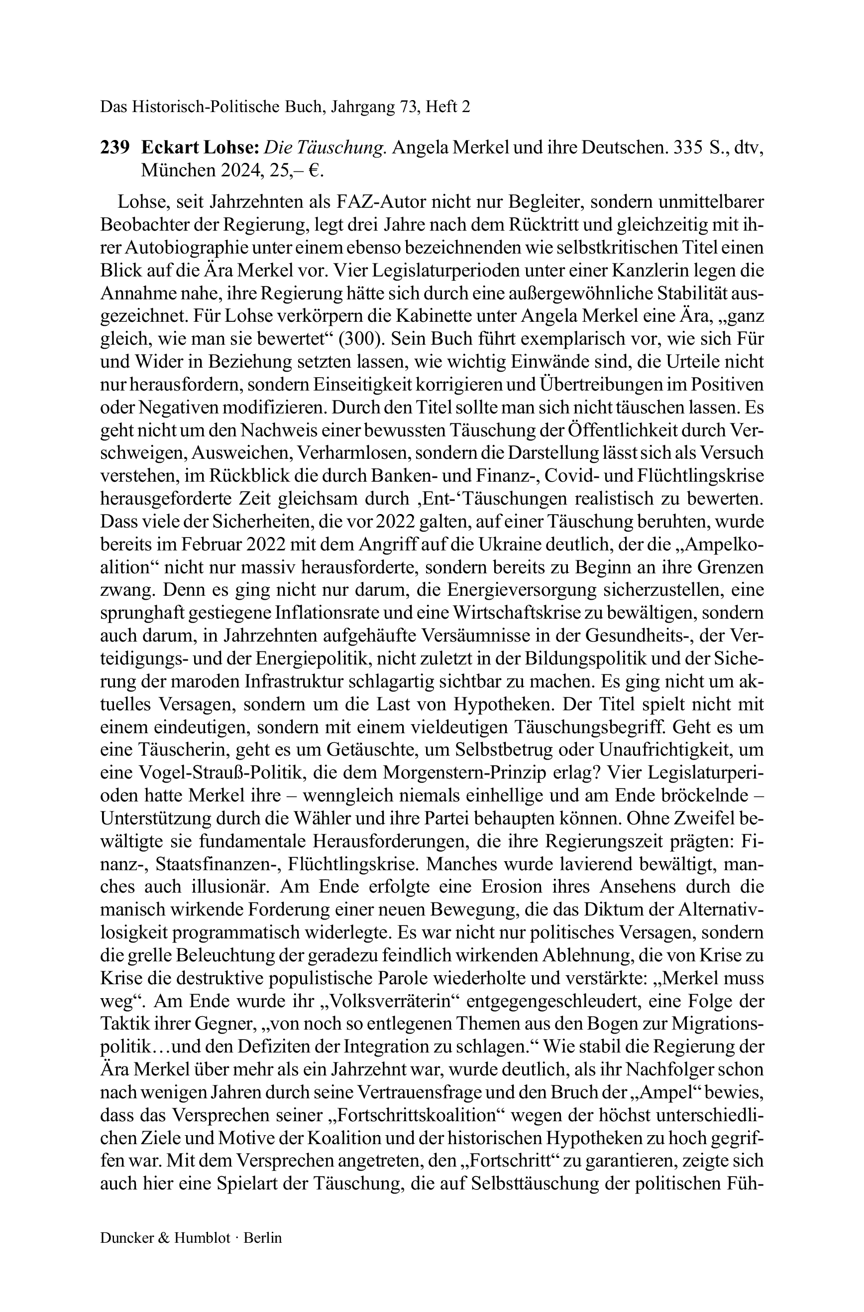 Eckart Lohse: Die Täuschung. Angela Merkel und ihre Deutschen.