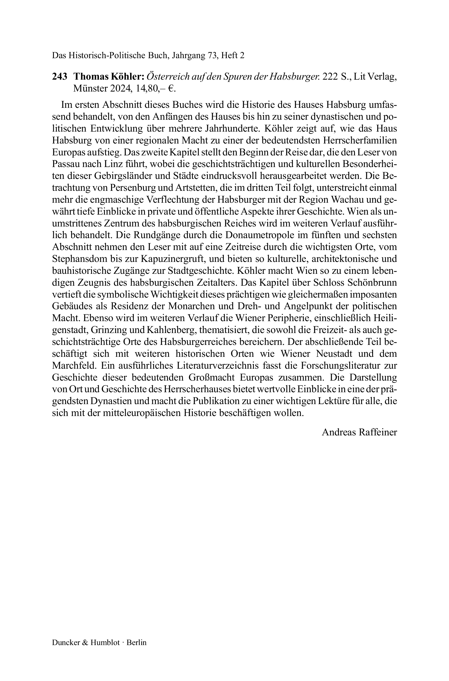 Thomas Köhler: Österreich auf den Spuren der Habsburger. 222 S.