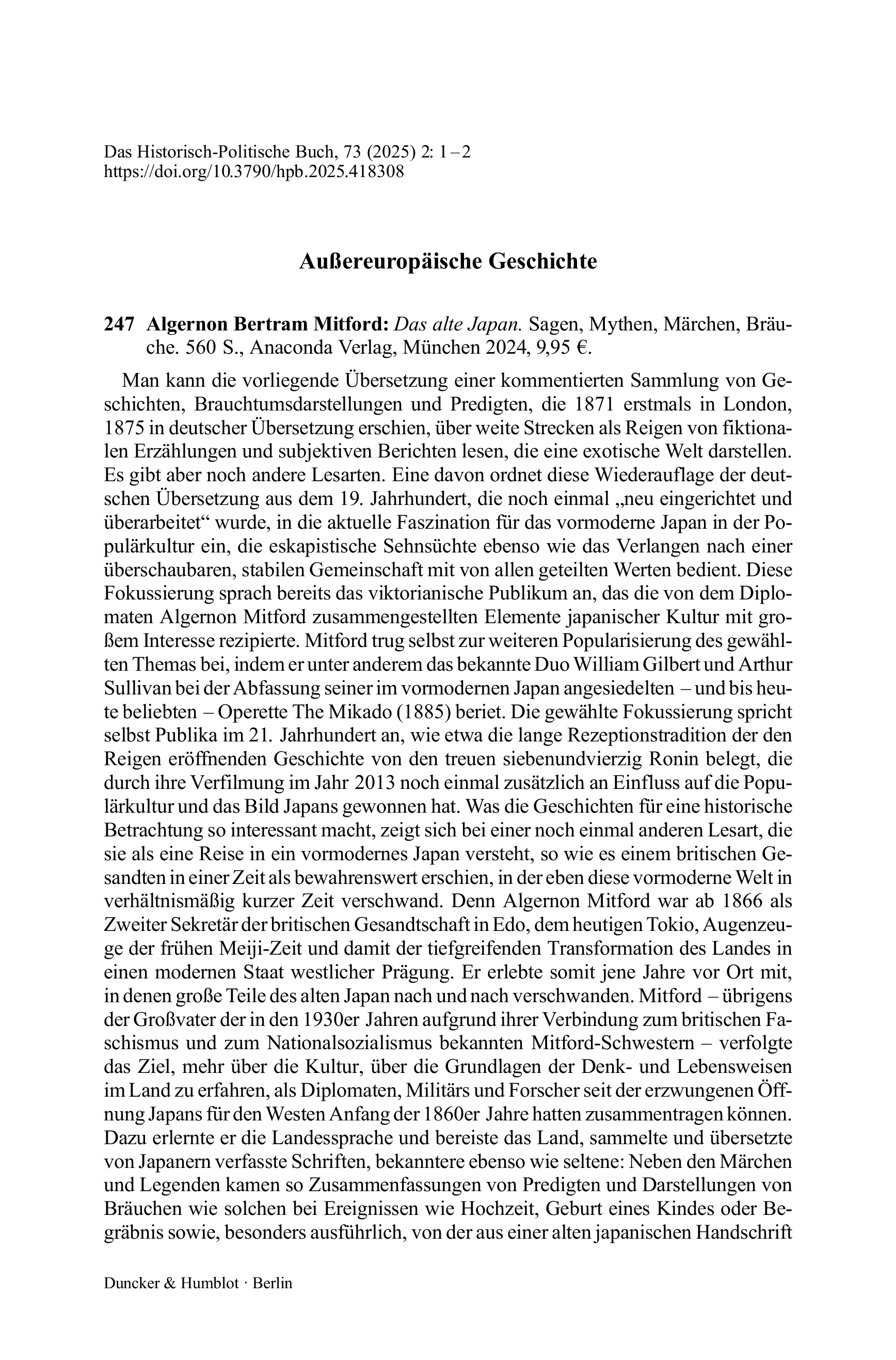 Algernon Bertram Mitford: Das alte Japan. Sagen, Mythen, Märchen, Bräuche.