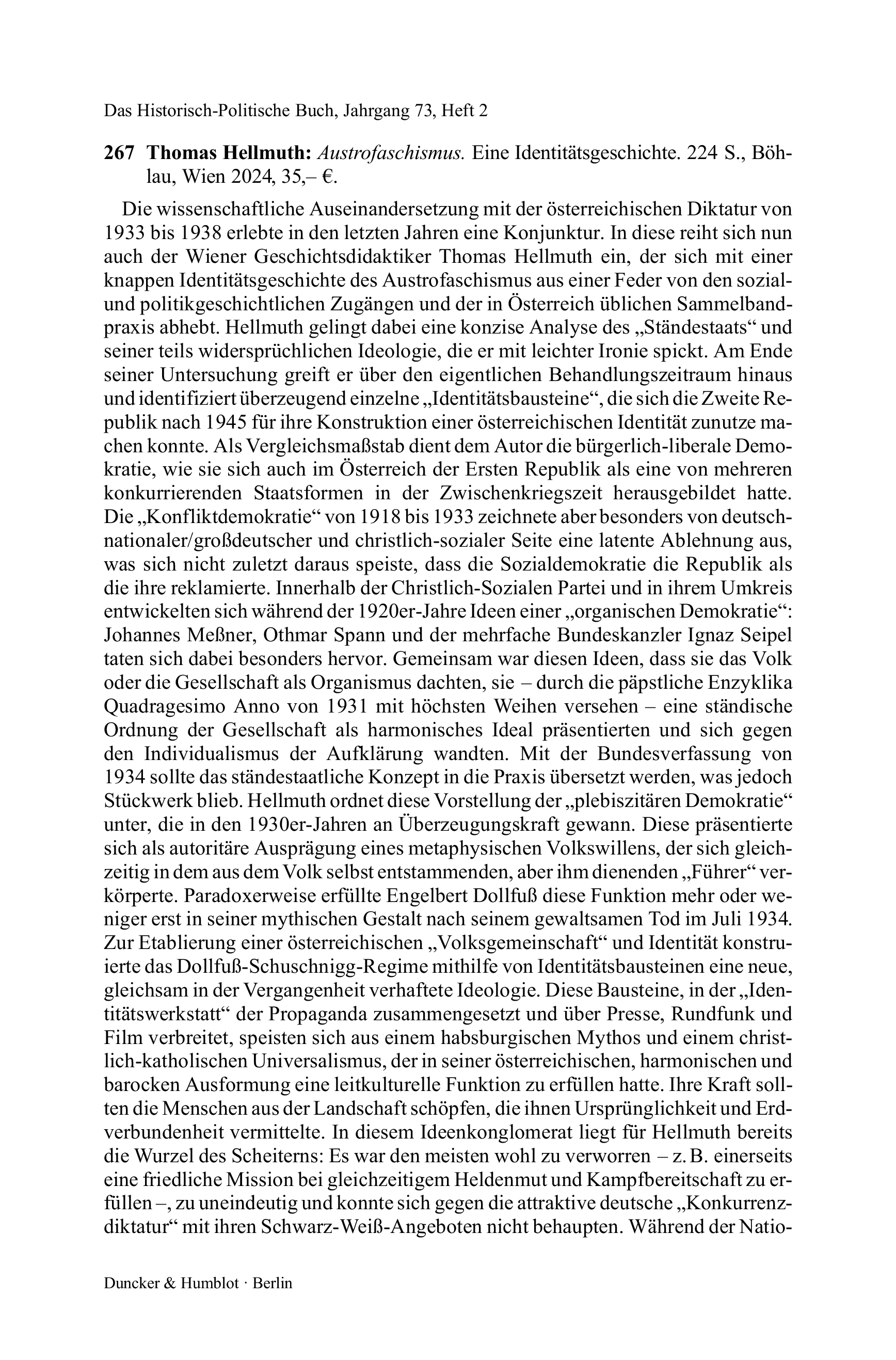 Thomas Hellmuth: Austrofaschismus. Eine Identitätsgeschichte.