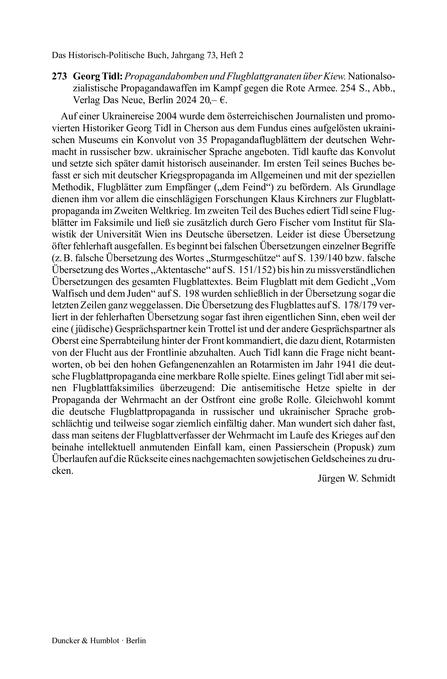 Georg Tidl: Propagandabomben und Flugblattgranaten über Kiew. Nationalsozialistische Propagandawaffen im Kampf gegen die Rote Armee.