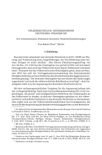 Völkerrechtlich determiniertes deutsches Strafrecht. Zur internationalen Dimension deutscher Staatszielbestimmungen