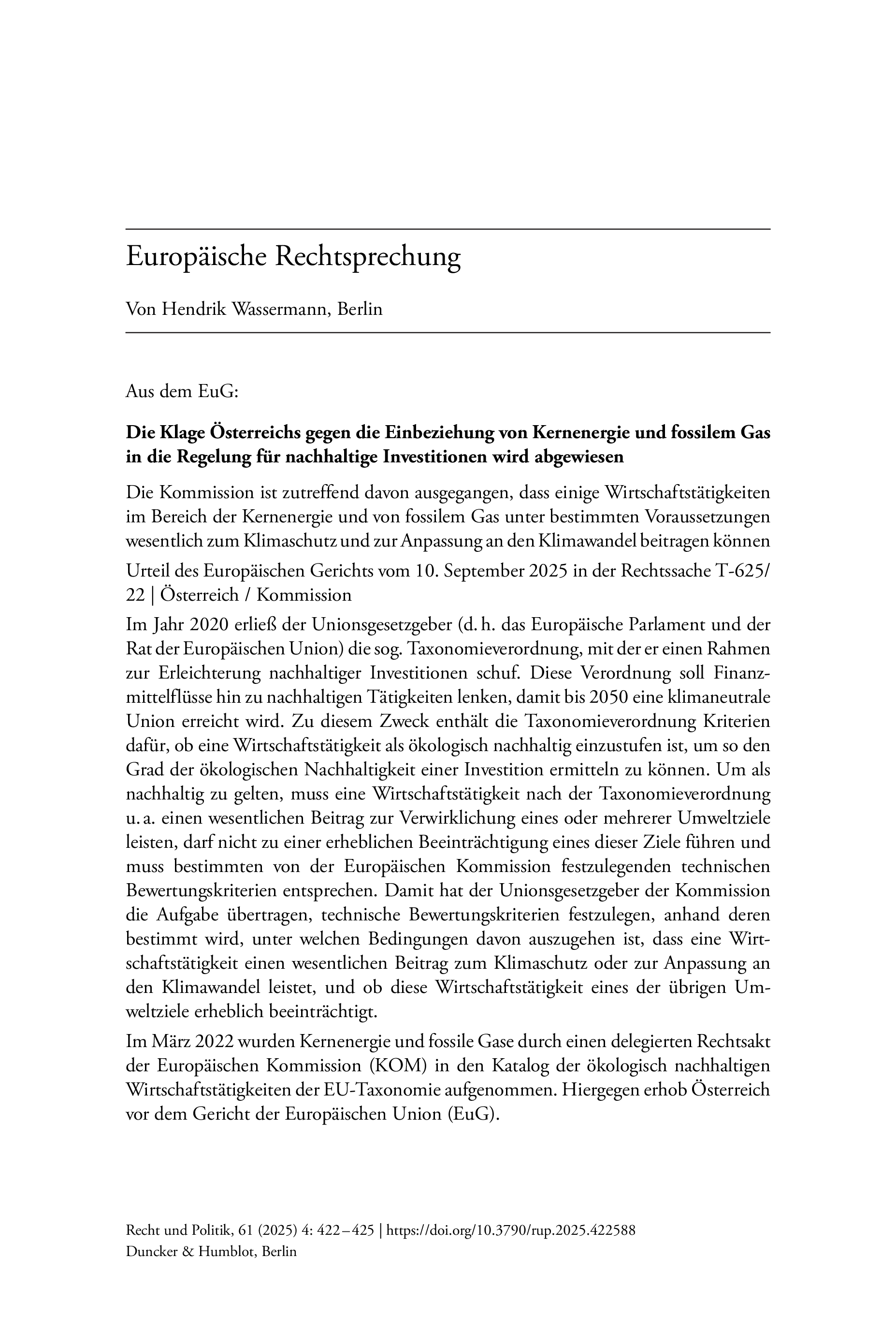 Europäische Rechtsprechung