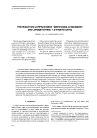 Information and Communication Technologies, Globalisation and Competitiveness: A Selective Survey