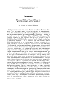 Financial Risks of Natural Hazards: Markets and the Role of the State