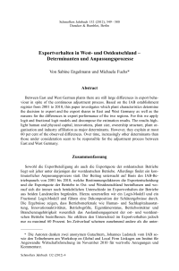 Exportverhalten in West- und Ostdeutschland – Determinanten und Anpassungsprozesse