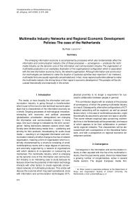 Multimedia Industry Networks and Regional Economic Development Policies: The case of the Netherlands