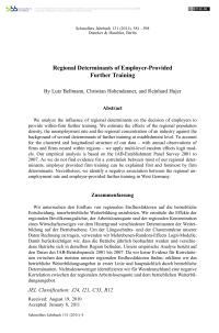 Regional Determinants of Employer-Provided Further Training