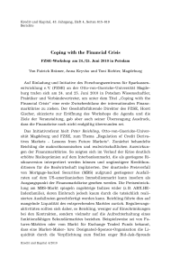 Coping with the Financial Crisis – FZSE-Workshop am 24./25. Juni 2010 in Potsdam