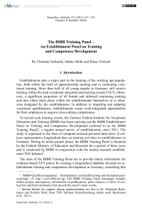 The BIBB Training Panel – An Establishment Panel on Training and Competence Development