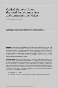 Capital Markets Union: the need for common laws and common supervision