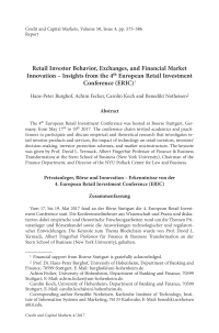 Retail Investor Behavior, Exchanges, and Financial Market Innovation - Insights from the 4th European Retail Investment Conference (ERIC)