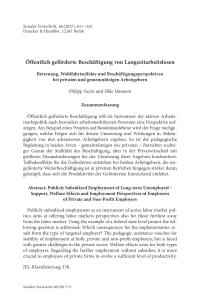 Öffentlich geförderte Beschäftigung von Langzeitarbeitslosen: Betreuung, Wohlfahrtseffekte und Beschäftigungsperspektiven bei privaten und gemeinnützigen Arbeitgebern