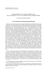 Einwanderung im Wohlfahrtsstaat: Die Solidarität und das Problem der Homogenität